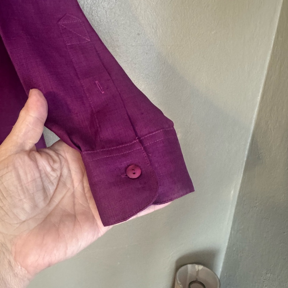 Westbound Vibrant Purple Long Sleeve Linen Shirt - Picture 7 of 10